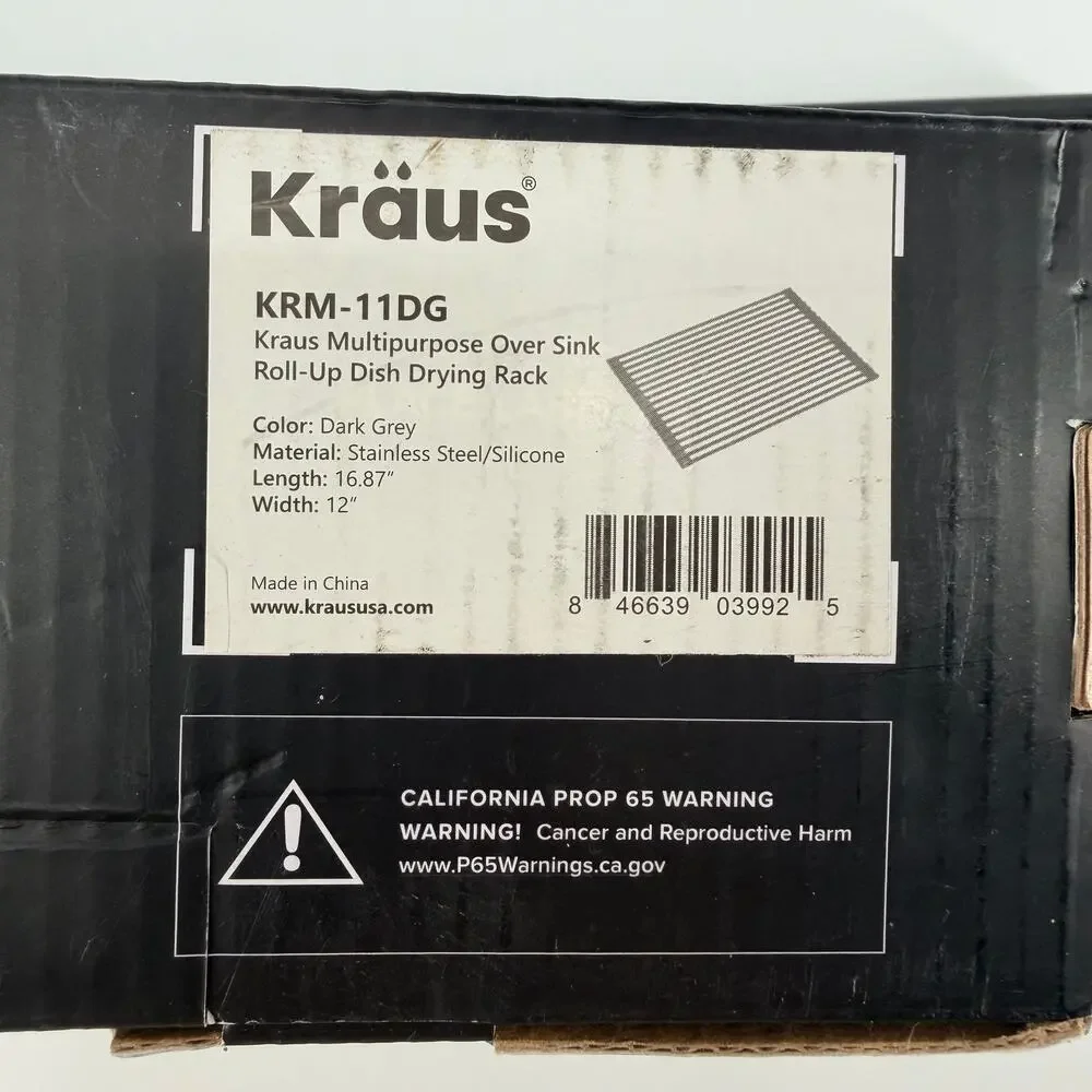 Kraus KRM-11DG Roll-Up Dish Drying Rack — Dark Grey, New in Box